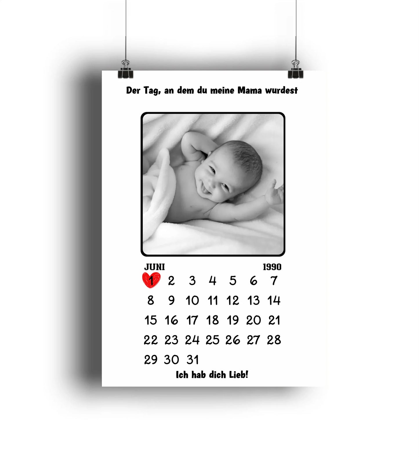 Einzigartiges Wandbild: Eigenes Foto und Kalender für Mütter
