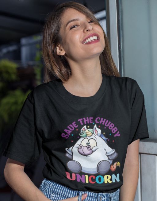 Chubby Einhorn Unisex T-shirt - Tonyshop - Chubby Einhorn Unisex T-shirt