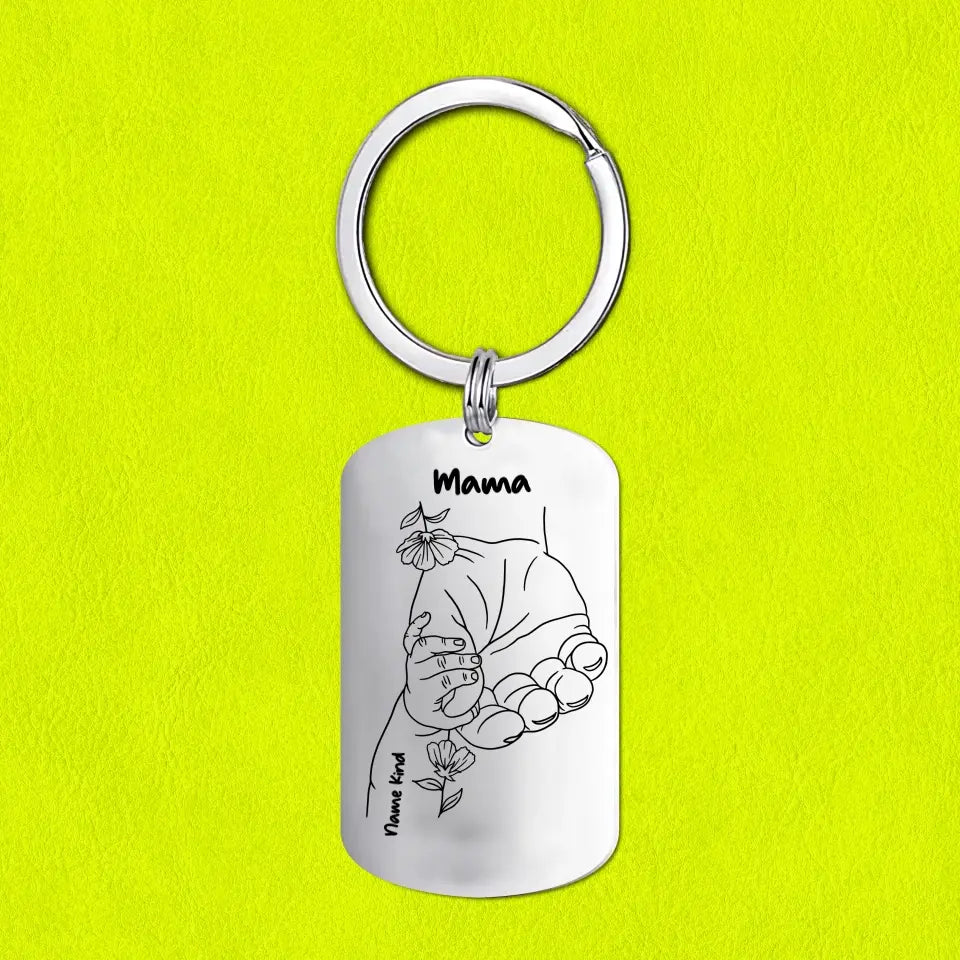 Personalisierbare  Namen Hand Familie Schlüsselanhänger v2 - Liebe Mama du hast ja bereits mich-Geschenk mit Nachrichtenkarte