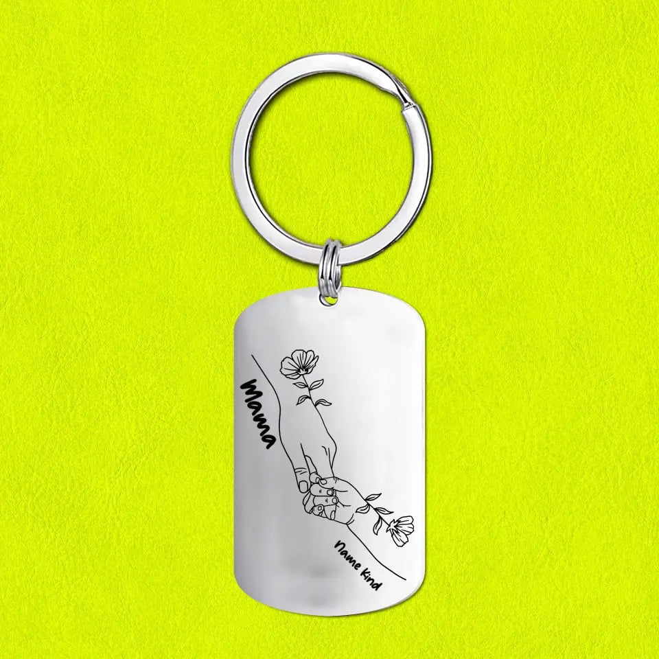 Personalisierbare  Namen Hand Familie Schlüsselanhänger v3 - Liebe Mama du hast ja bereits mich-Geschenk mit Nachrichtenkarte
