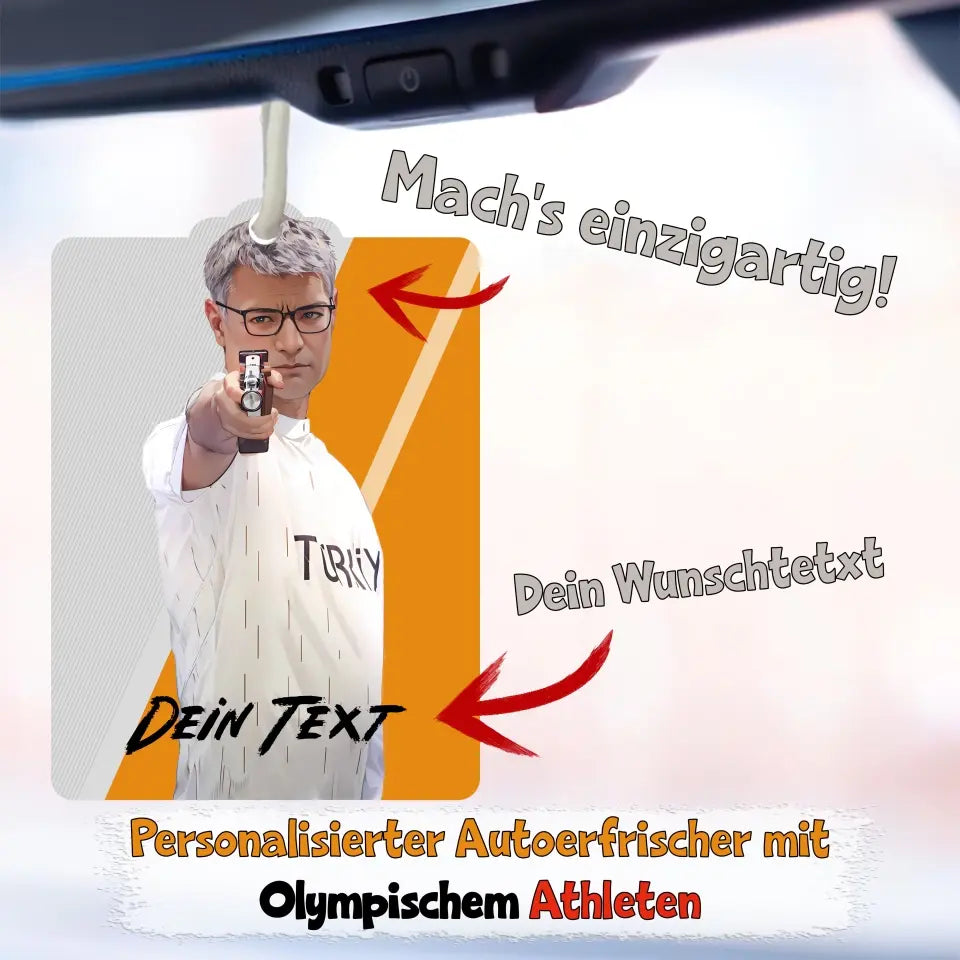 Personalizovaný osvěžovač do auta s olympijským sportovcem