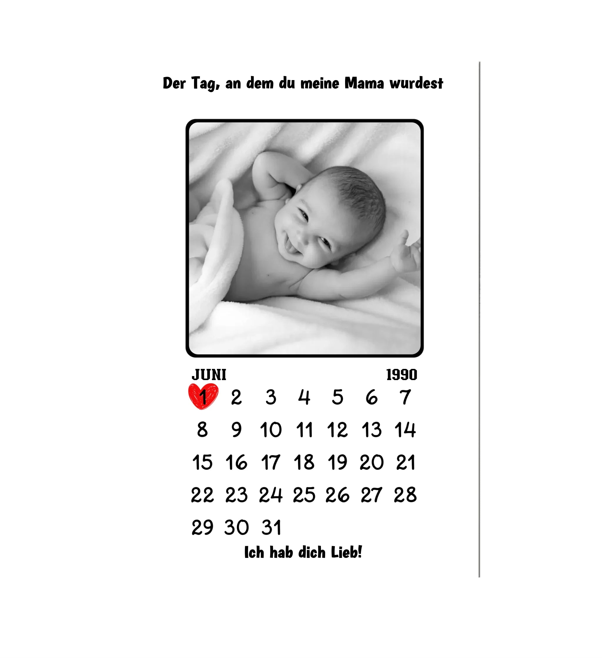 Einzigartiges Wandbild: Eigenes Foto und Kalender für Mütter