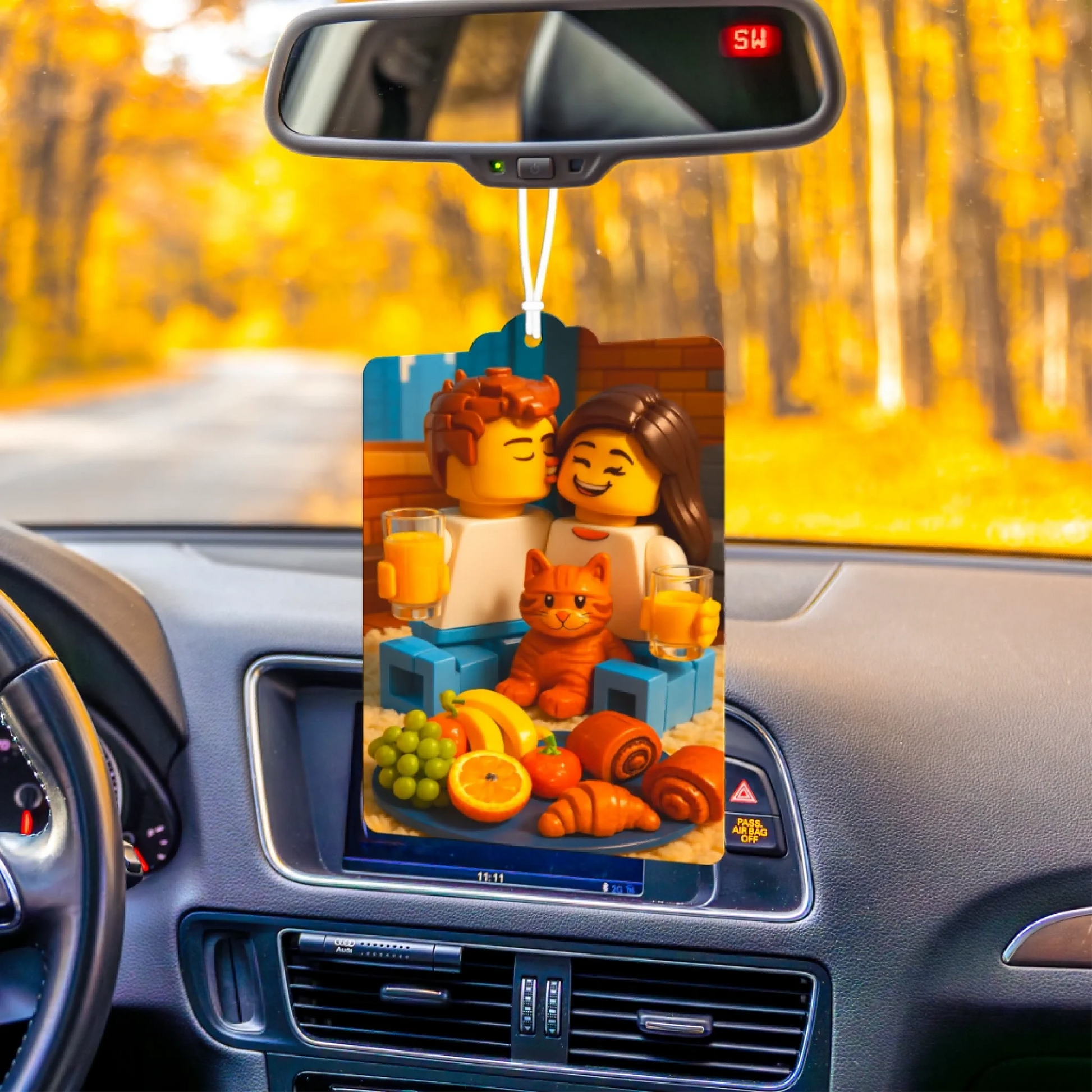 Kreativer Auto-Lufterfrischer mit persönlichem Foto im Bauklotz-Stil – einzigartiges Geschenk für Autofahrer