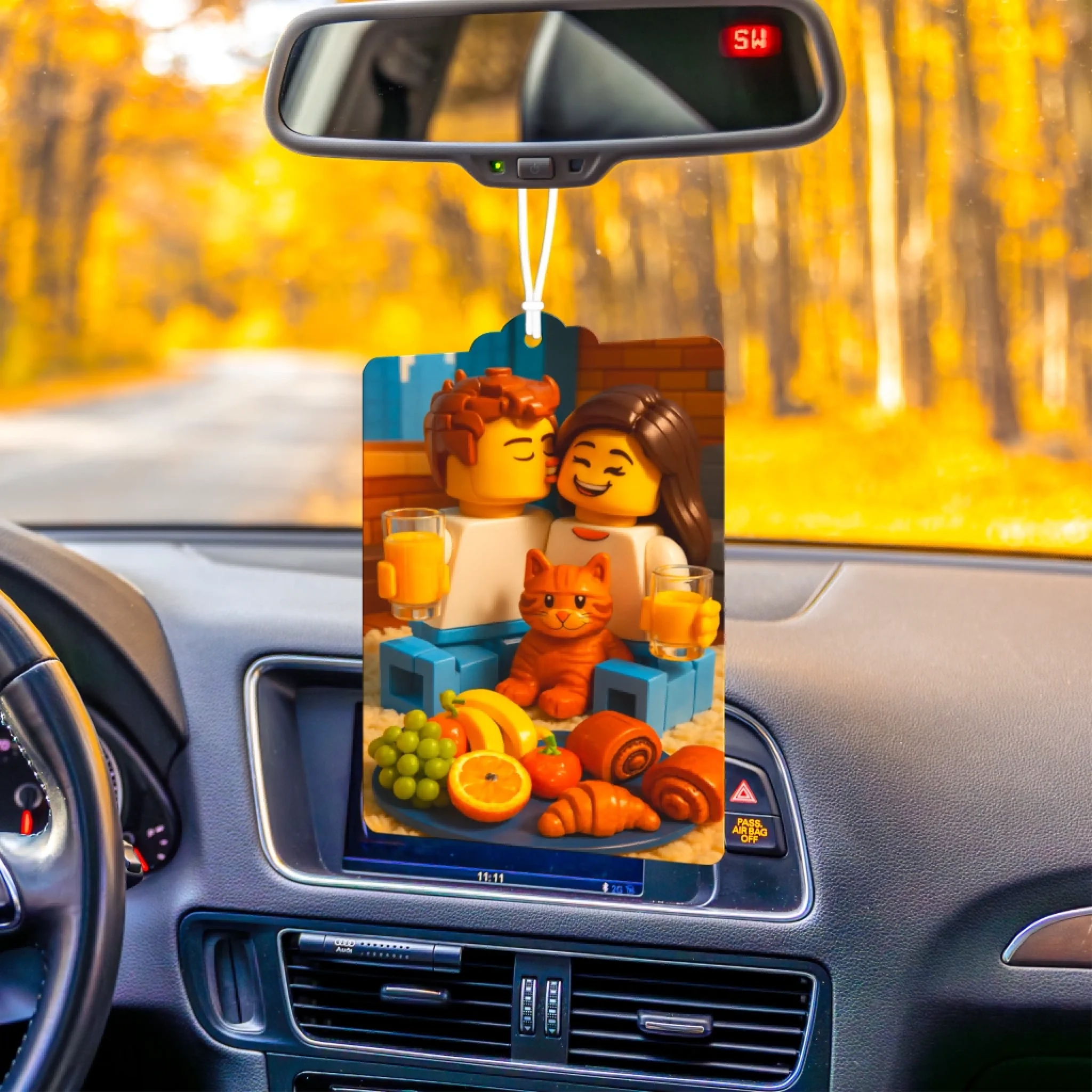 Kreativer Auto-Lufterfrischer mit persönlichem Foto im Bauklotz-Stil – einzigartiges Geschenk für Autofahrer
