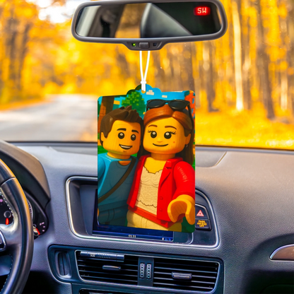 Kreativer Auto-Lufterfrischer mit persönlichem Foto im Bauklotz-Stil – einzigartiges Geschenk für Autofahrer