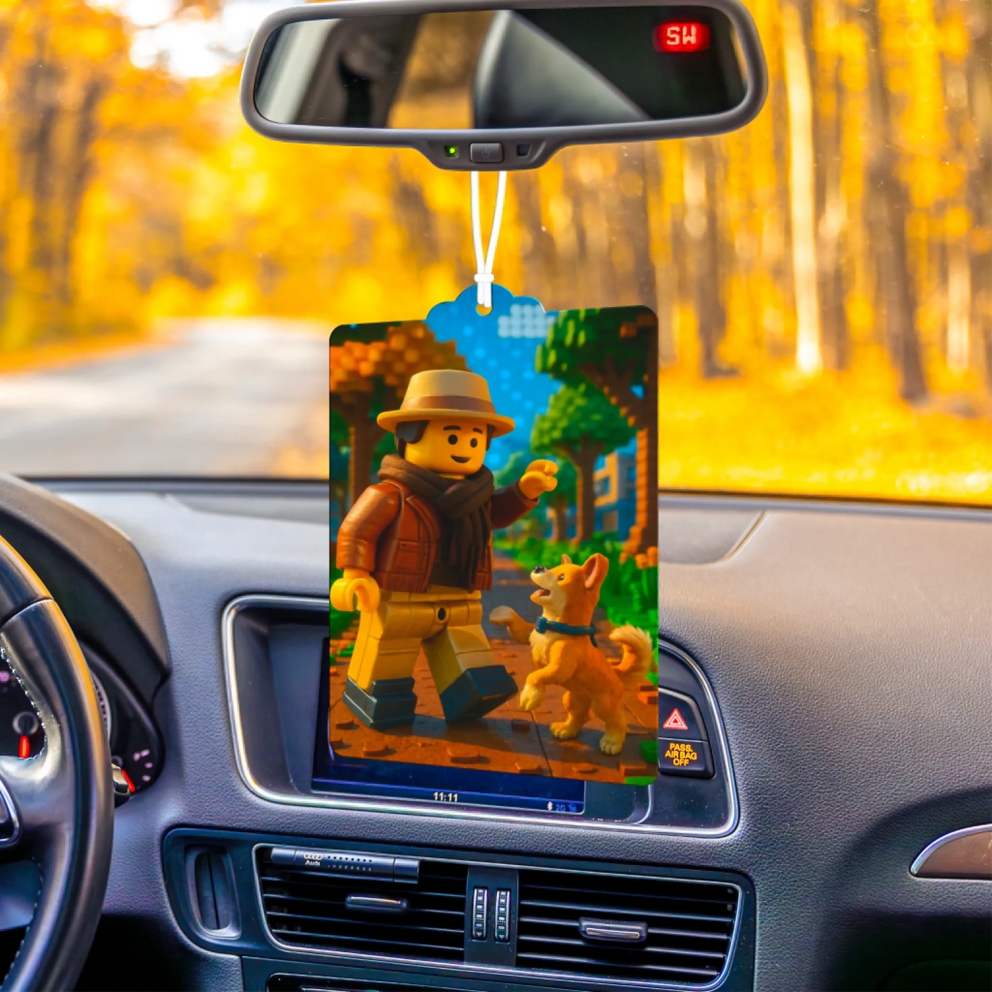 Kreativer Auto-Lufterfrischer mit persönlichem Foto im Bauklotz-Stil – einzigartiges Geschenk für Autofahrer