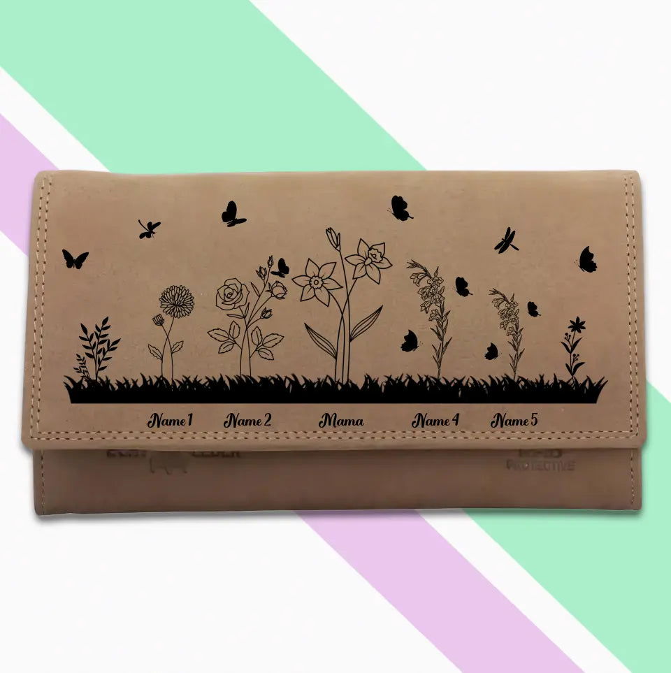 Damen Geldbörse mit personalisierbaren Geburtsblumen - Tonyshop - Damen Geldbörse mit personalisierbaren Geburtsblumen