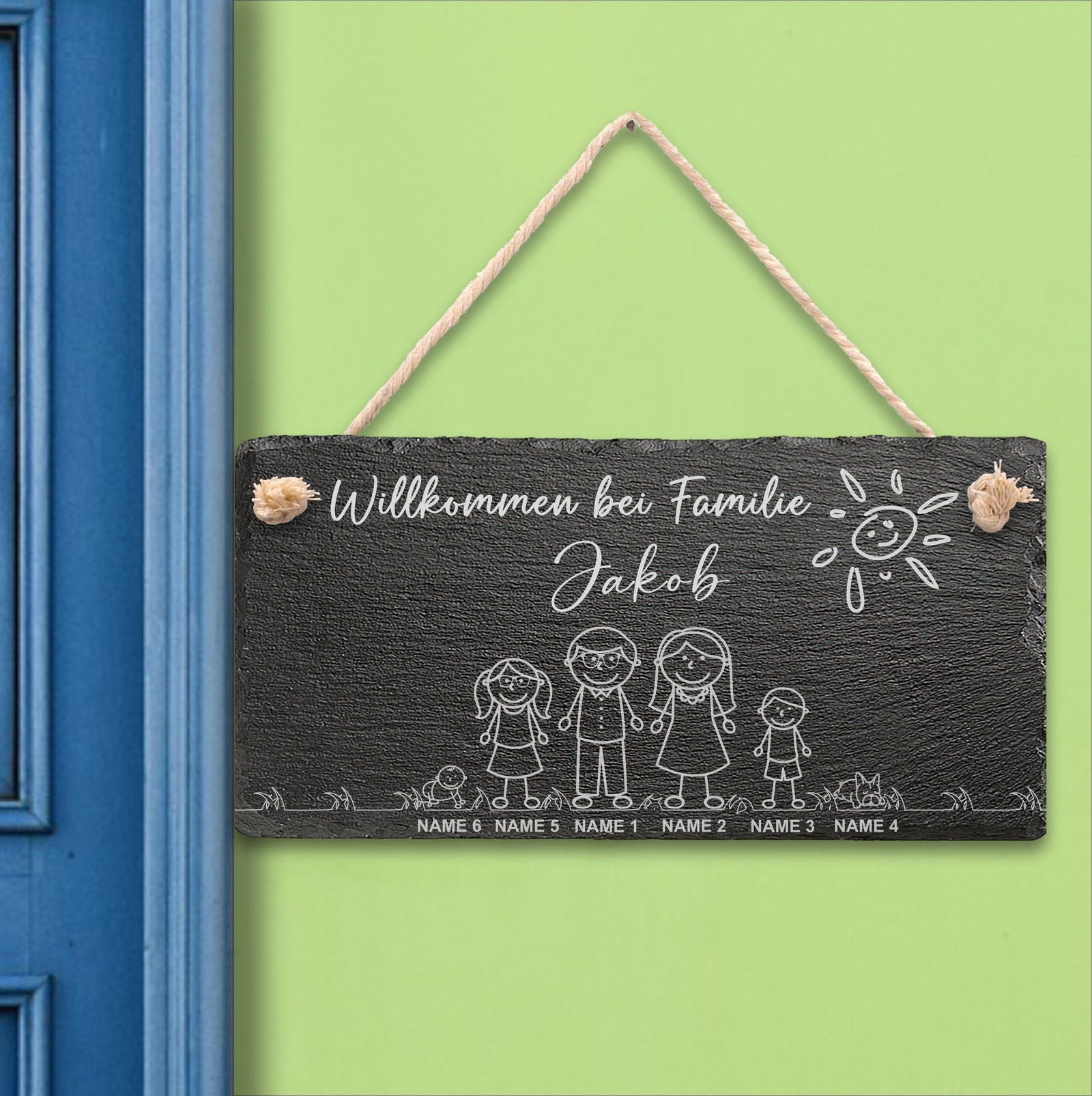 Türschild mit Gravur aus Schiefer - Tonyshop - Türschild mit Gravur aus Schiefer