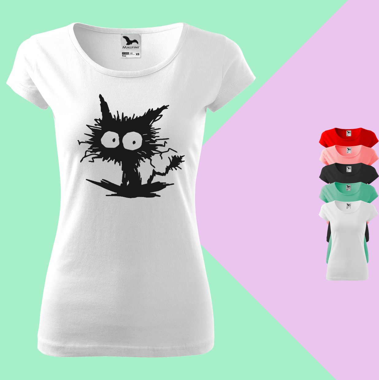 Verrückte Katze T-Shirt für Damen - Tonyshop - Verrückte Katze T-Shirt für Damen